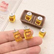 5/10pcs Cartoon Cute Resin Simulated Honey Jam Bottle Pendant, Yellow Honey Jam Square Bottle Design, Suitable For DIY Jewelry Making, Perfect For Party Accessories, Earrings, Necklaces, Bag Charms - Yellow Honey Jar Pendant - View 1