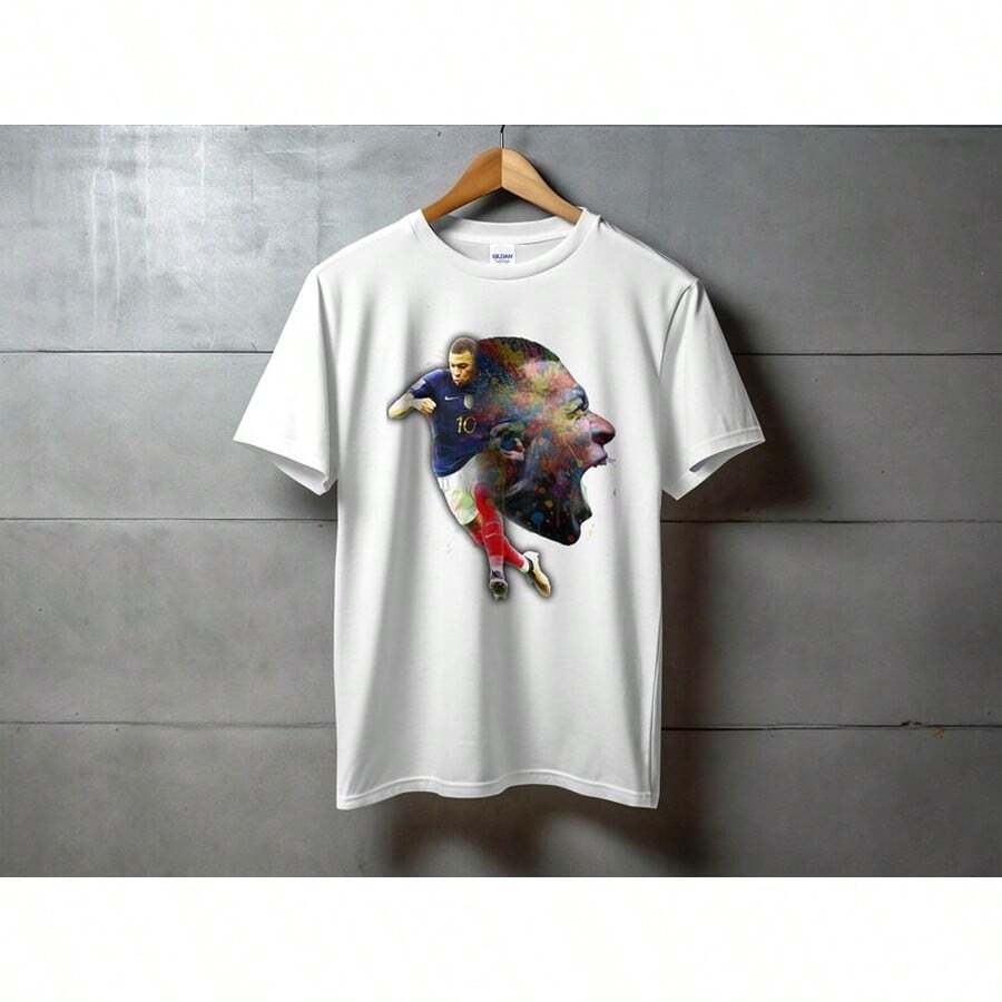 Camiseta de fútbol de Kylian Mbappé (Francia), camiseta de fanático de estrella del fútbol, ropa de la Copa - Blanco - Ver 1
