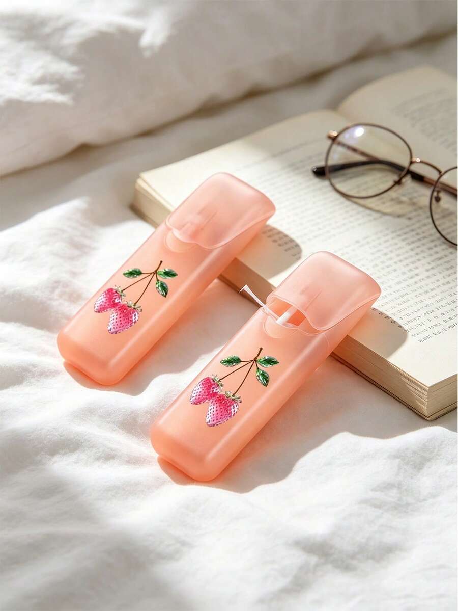亮片草莓印花透明旅行收納盒,迷你透明塑膠收納盒,便攜式小型化妝品收納盒,可愛閃亮草莓圖案收納盒,防塵便攜式牙線盒,防水便攜式旅行收納盒,小型桌面雜物收納盒;產品功能:防塵防水、便攜、小物品分類收納、節省空間、輕量旅行收納 - 彩色 - 查看 1