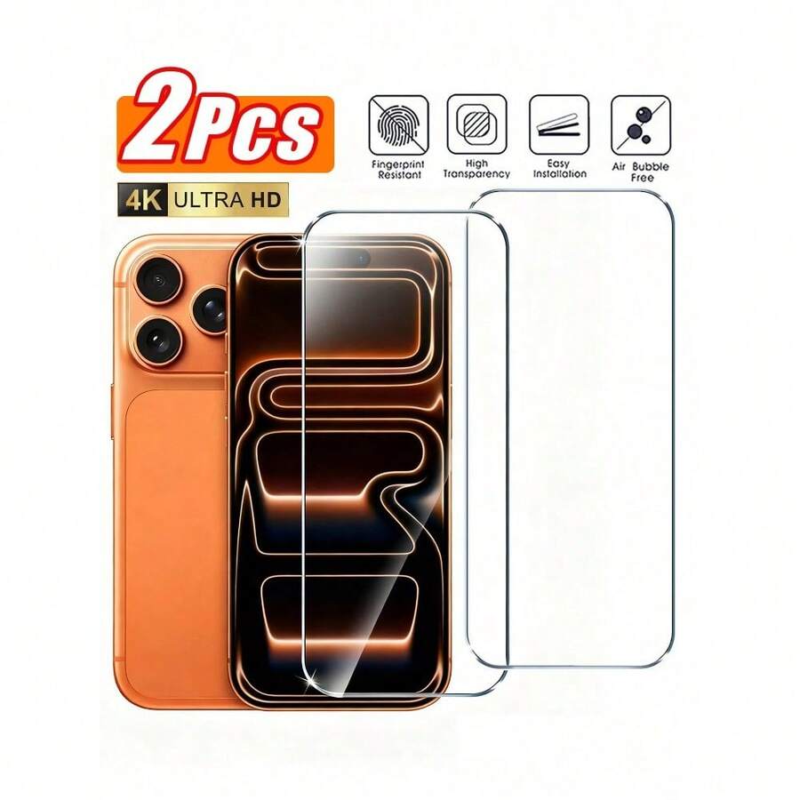 5er-Pack Displayschutzfolien aus gehärtetem Glas, passend für die Modelle der Serien IP 17 Promax/17E/16E/16 Pro Max/16/16 Pro/16 Plus/15/14/13/12/11, einfach anzubringen und kratzfest. - 2 Stück - Übersicht 1