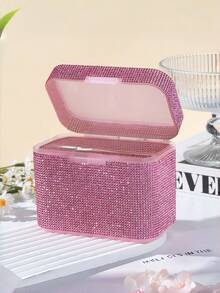 Shiny Rhinestone Nail Art Storage Box, Luxury Divided Compartment Organizer With Lid, Suitable For Nail Decorations, Gems, Jewelry And Beauty Accessories, Sparkling Vanity Desktop Storage - Multicolor - View 10