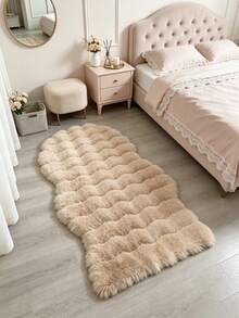 1pc Light Brown Fluffy Wavy Rug, Cute Furry Carpet, Decorative Rug, Bedroom Decor, Home Decor, Outdoor Carpet, Washable Rug, Back To School Gift - Camel - View 4