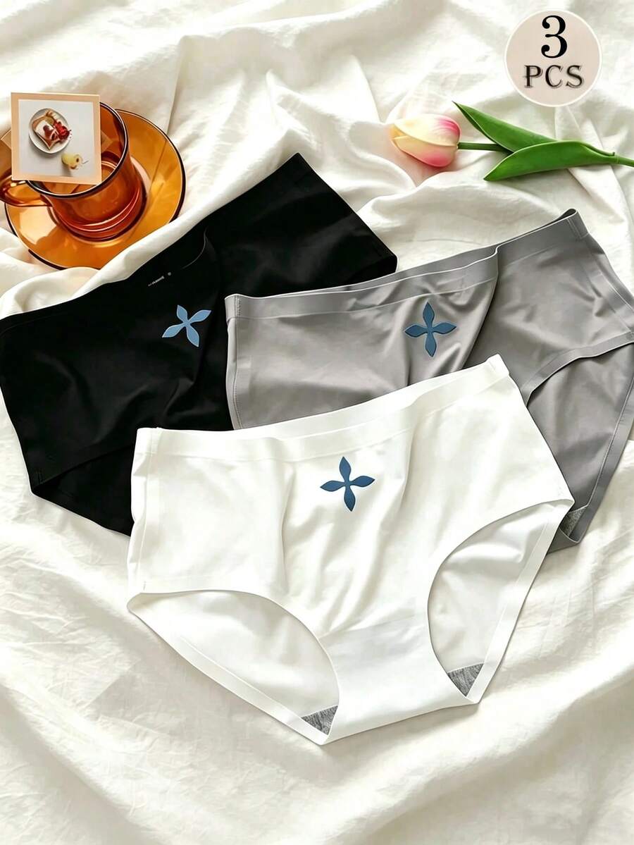 3件組女款無痕時尚舒適內褲 - 柔軟、透氣、隱形尼龍混紡女款三角內褲 - 彩色 - 查看 1
