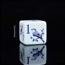 6pcs Floral & Bird Pattern D6 Dice, 2 Styles: Optional Vibrant Watercolor Birds Or Blue & White Sparrow Print, White Acrylic Six-Sided Dice, Tabletop RPG Dice, Suitable For Game Night And Dice Collectors - Multicolor - View 4