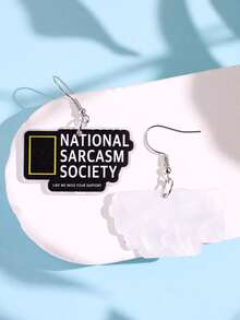1對獨特趣味古怪精緻勵志優雅標語 NATIONAL SARCASM SOCIETY 壓克力耳環 女款日常穿戴飾品 - 彩色 - 查看 4