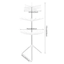Étendoir pliable, étendoir à trois niveaux, étendoir rotatif, blanc - / - Voir 2