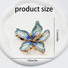 Summer Beach Vintage Gradient Lily Hair Claw, Oil-Drip Enamel Petal Exquisite Rhinestone Hair Clip, Luxury Gilded Alloy Material Non-Pulling Hair, Beach Vacation, Evening Dress, Photo Styling, Commute Half-Up Hair Accessory, Hibiscus/Hawaiian Flower Casual Zinc Alloy Hair Claw, Hair Claw Summer - Hawaiian Flower Hair Claw - View 2