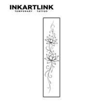 INKARTLINK 1入雙蓮花脊椎紋身背部裝飾貼紙，臨時防水身體藝術紋身貼，可維持1-2週，植物紋身果汁紋身，適合送給女孩的禮物，人們必備，派對必備裝飾 - 黑色 - 查看 3
