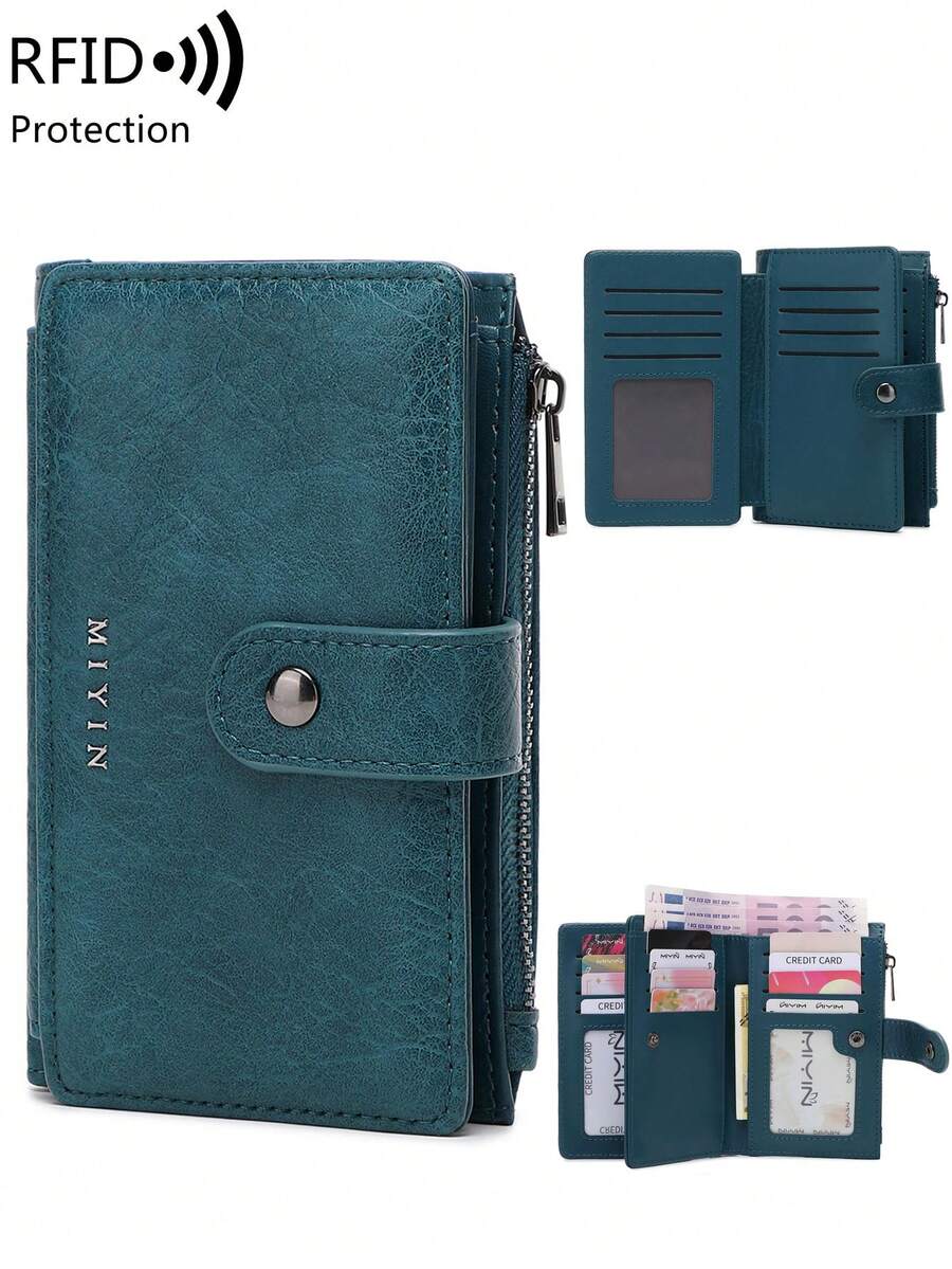 MIYIN Vintage RFID Blocking Multi-Function Multi-Slot Short Wallet With Zipper And ID Window, Suitable For Carrying Credit Cards, Cash, Letters, Etc., Vintage Casual Style, Can Hold Coins, Credit Cards, ID, Cash, Letters, Etc. Tri-Fold Design, Zipper Wallet, Christmas Gift, Thanksgiving Gift, Birthday Gift, Anniversary Gift, Men's Wallet, Handbag, Long Wallet