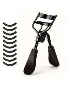 11/10/1pc High-End Black Eyelash Curler, Includes 10 Extra Replacement Pads, Durable And Easy To Use Makeup Tool, Comfortable Grip, Suitable For All Eye Shapes And Lash Lengths, Quickly Curl Lashes, Durable Makeup Tool Set - Black - View 1