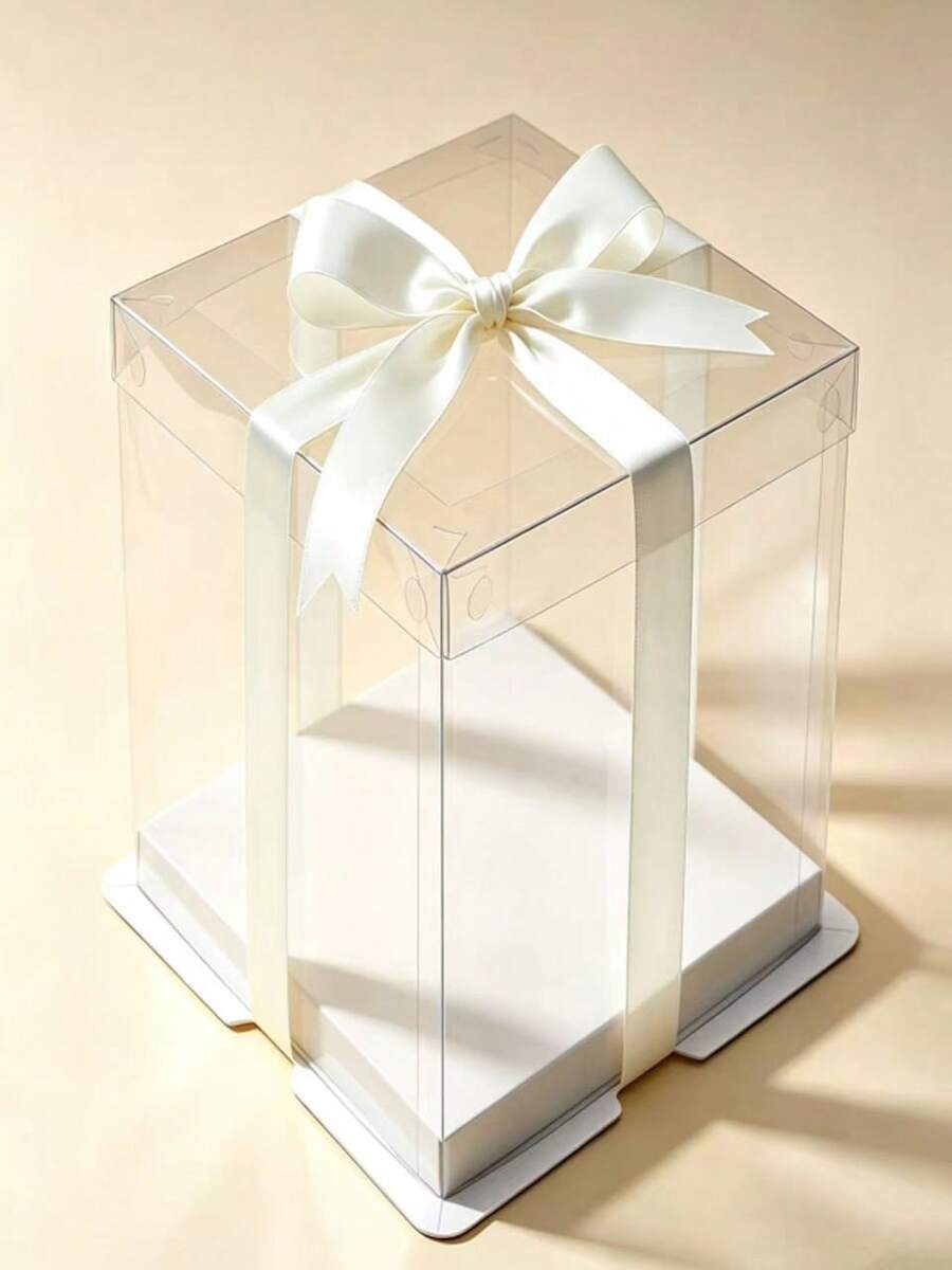 6 Inch Thickened PET Transparent Gift Box With Ribbon, Dust-Proof Storage And Display Box, Suitable For Birthday, Wedding, Bouquet, Jewelry Collection, Christmas, New Year, Mother's Day, Thanksgiving Holiday Party Gift Packaging