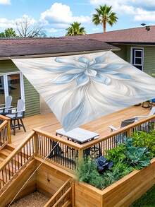 1pc Plant Leaf Print Design Sun Shade Canopy, Outdoor Sunshade Cloth And Tarp, 2D Flat Printed Tent, Washable, Suitable For Garden, Camping, Beach, Patio, Poolside And More, Poles Not Included - Multicolor - View 8