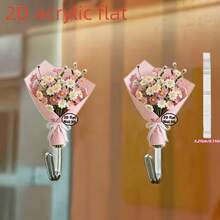 Set 2 buah Gantungan Akrilik Datar 2D, Motif Buket Bunga Daisy, Cocok untuk Dapur, Kamar Mandi, Dekorasi Ruangan, Gantungan Kunci, Tempat Penyimpanan Bola Mandi, Sempurna untuk Dekorasi yang Serasi - View 1