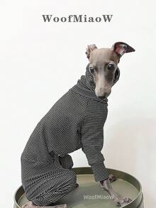 Italian Greyhound Whippet Dog Clothes, Fashionable Soft Fleece Comfortable Elastic Sweatshirt Home Wear Four-Legged Outfit For Medium And Large Dogs, Autumn/Winter - Black - View 2