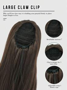 7JHH WIGS 28-Inch Long Mocha Brown Body Wave Ponytail Extension For Women Drawstring & Clip-In Secured, Synthetic Hairpiece Perfect For Everyday Styling Use, Halloween - Mocha Brown - View 3