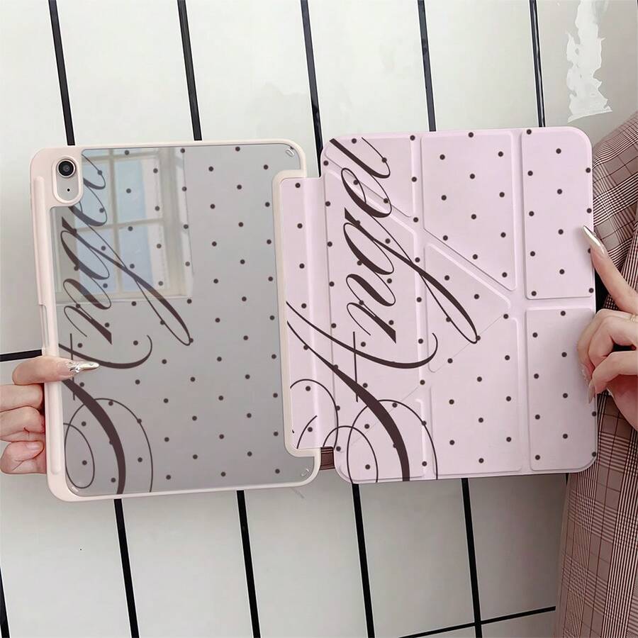極簡粉色波點平板翻蓋保護殼，附筆槽，相容 iPad 10代 Smart Case/11(A16 2025)/相容 Galaxy S9/S7/S10+/相容小米/相容華為