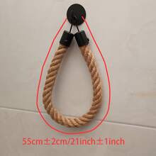 1pc Handmade Jute Rope Toilet Paper Holder, Self-Adhesive Rustic Style Toilet Paper Dispenser, Black Metal & Natural Rope Wall-Mounted Paper Towel Rack, Multi-Functional Bathroom Towel Bar & Paper Towel Storage Rack, Suitable For Bathroom Decor - Jute Rope Tissue Holder - View 5
