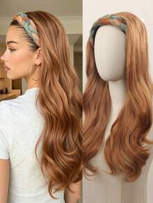 24-Inch Women's Large Wavy Curly Half-Head Wig With Colorful Woven Headband, Detachable, Suitable For Everyday Wear, Instantly Adds Hair Volume And Covers The Hairline, Suitable For Hair Augmentation. - Multicolor - View 15