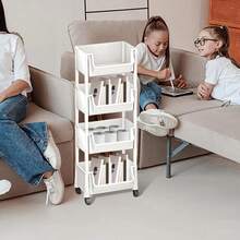 4 Tier Rolling Utility Cart Organizer - Mobile Storage Shelf With Lockable Caster Wheels, Stable And Sturdy Rolling Storage Carts, Multifunctional Utility Cart, For Kitchen Dining Room Living Room - 4th Floor - View 7