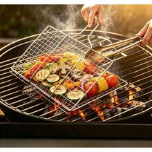 Stainless Steel Grill Rack, Thick Fine Mesh, Foldable And Detachable Handle, Multiple Sizes Available, Durable, Suitable For Grilling Various Foods - 150474 - View 4