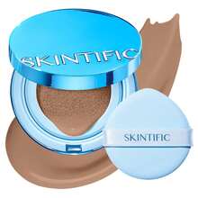 SKINTIFIC 藍色天鵝絨霧面氣墊粉底，全遮瑕，12小時控油，適合油性與混合肌膚，防水，持久，輕盈，保濕，不暈染 - 5CN Cool Walnut - 查看 2