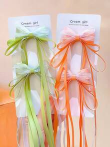 8/4/2pcs Long Ribbon Bow Hair Clips, Durable And Gentle On Hair, Cute And Sweet Hair Accessories Suitable For Pigtails - Perfect For Girls And Teens, Daily Wear, Vacation, School, And Dates - Multicolor - View 4