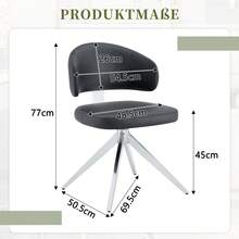Modern Minimalist Swivel Chair Set (2-Piece)/Dining Chairs With PU Leather Upholstery/Dining Chairs With Metal Frame/360° Swivel/Suitable For Office And Living Room - Black + Silver - View 4
