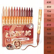 GuangNa 12/24 Acrylic Paint Markers , Skin Color Brush Tip Acrylic Paint Pens For Pumpkin Paint, Rock Painting, Wood, Glass, Paper, Coloring Book, Ceramic, Canvas, DIY Crafts, Water-Based Ink - Sets - View 11