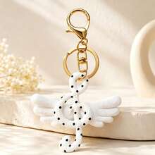 1pc/2pcs Women's Sweet Cool Polka Dot Music Note Angel Wing Pendant Keychain Vintage Sweet Style Bag Charm,Purse Charms - Multicolor - View 3