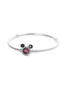 1pc S925 Sterling Silver Red Diamond Chain Link Snake Bone Bracelet, DIY Compatible With Pendant Beads, Perfect For Girls' Daily Wear - Red - View 1