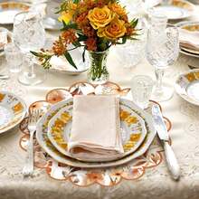 20/50Pcs 13.5 Inch Orange Autumn Harvest Floral Border Placemats, Disposable Tea Party Placemats, Suitable For Table Setting, Event Party, Wedding, Wedding Banquet, Birthday Decoration - View 6