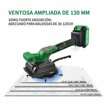 Vibrador Nivelador de Azulejos Inalámbrico para Suelos y Paredes con 2 Baterías de 20V - Verde - Ver 3