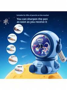 Back To School Student Pencil Sharpener, Cartoon Astronaut Design For Boys And Girls, Automatic Pencil Feed Manual Hand Crank Stationery Pencil Sharpener - Multiple Styles - View 3