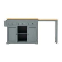 Kitchen Island On Wheels, Kitchen Island With Retractable Dining Space, Spice Rack And Drawers, Mobile Freestanding Kitchen Island, Ideal For Kitchen And Dining Room (Grey) - 灰色 - 查看 7