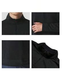 Under Armour Men's Sports T-Shirt & Tank Top UA M Sweater Fleece QZ Half-Zip Stand Collar Long Sleeve Athletic Top 6003722-001 - Black - View 10