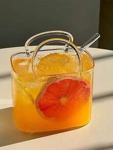 1pc 750ML Large Capacity Transparent Borosilicate Glass Tote/Fruit Tea Mug With Straw, Coffee Pot, Perfect For Creating Elegant And Fashionable Bar Or Cocktail Party, Summer Essential - 0.5L-1L - View 13