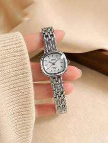 SOKI Women's Watch, Small Vintage Luxury Quartz Bracelet Watch, Fashionable Minimalist Elegant, Electronic Driven And Pointer Display, Suitable For Daily Wear, Back To School, Time Checking, Birthday Gift, Also An Ideal Choice For Friends - Silver - View 8