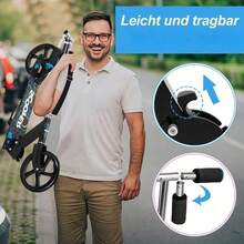Foldable Outdoor Scooter, 80kg Max Load, Compact Portable Smooth Ride, Ideal For Outdoor Activities, Practical Gift For Family, Friends & Daily Outdoor Leisure Use - Black - View 4