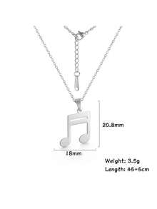 LIKGREAT 1pc Women's Fashion Stainless Steel Double Layer Y-Shaped Musical Note Necklace, Minimalist Music Symbol Pendant, Adjustable Collarbone Chain, Niche INS Style Versatile Accessory - Music Series - View 18