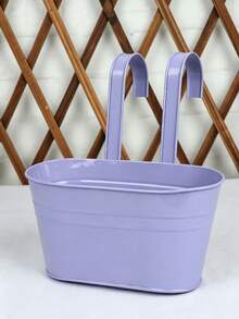 6pcs/1pc Squishy Oval‑Shaped Double‑Hook Flower Pots, Solid‑Color Durable Metal, Casual All‑Season Style For Adult Garden Lovers, Hanging For Balcony Rail And Yard Fence, Detachable Planter Holders, Space‑Saving Outdoor Gardening Containers - Multiple Styles - View 19