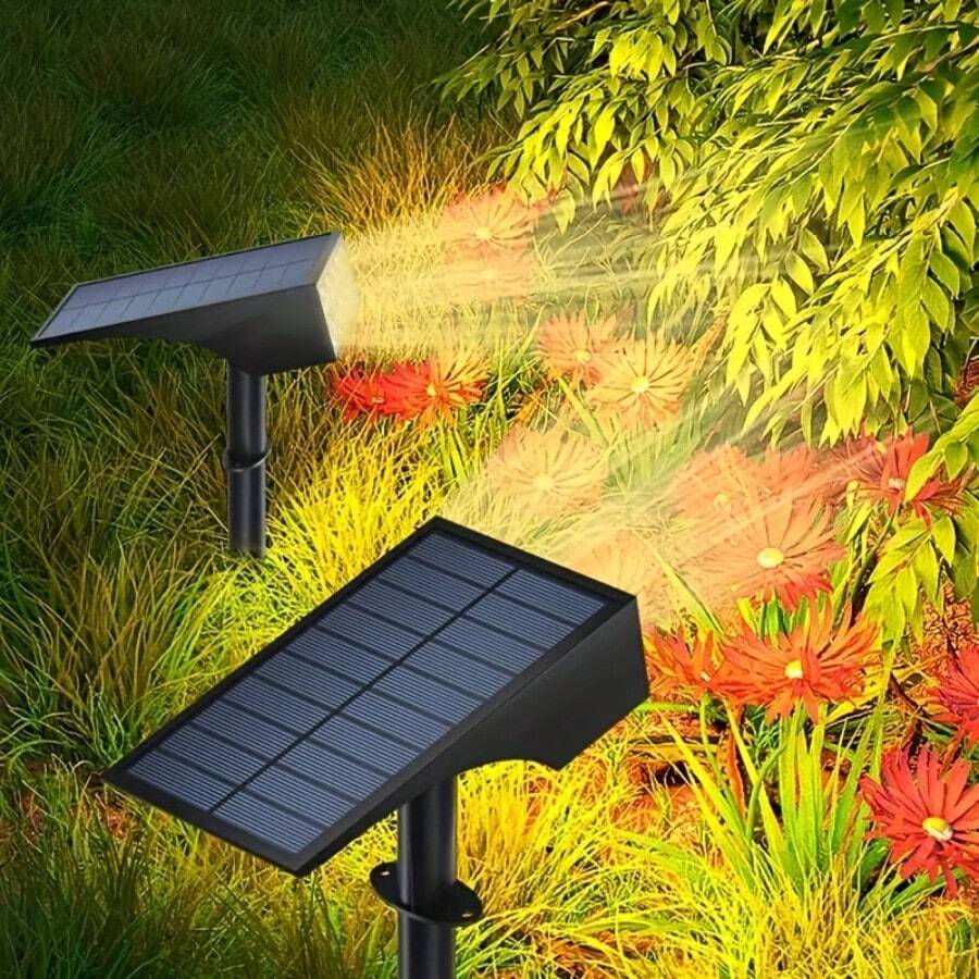 7 LED Solar Spotlight IP65 Outdoor RGB Solar Landscape Light Adjustable Brightness, Suitable For Garden Yard Trees Backyard Driveway Patio Lawn Decoration Path Light Spotlight