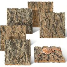 Natural Reptile Cork Bark Bedding Bearded Climbing Wall 6PCS Cork Wood Terrarium Background Decor Crested Gecko Accessories Snake Chameleon Tortoise - 6Pcs-(5.91" * 5.91") - View 1