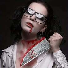 Halloween Horror Cosplay Prop Plastic Fake Knife Set, Bloody Horror Weapon Style Costume Party Accessories, Suitable For Haunted House And Dark Gothic Scene Decoration - Fake Knife Props - View 5