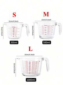 Taza medidora de vidrio resistente al calor de 350ML/500ML/1000ML, con escala precisa y asa, jarras medidoras de gran capacidad multiusos, herramientas de medición de contenedor transparente, herramienta de cocina multifuncional, equipo de repostería, accesorios de cocina - Multicolor - Ver 11