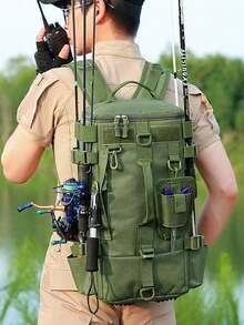 Multifunctional Fishing Backpack Tackle Bag With Fishing Rod Holder, Can Store Fishing Gear, Compatible With MOLLE System, Suitable For Camping, Hiking And Other Outdoor Activities - Multicolor - View 4