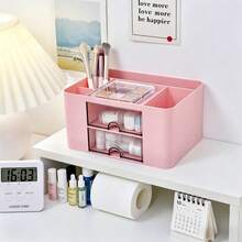 1 buah Kotak Penyimpanan Laci Berlapis-lapis Motif Kelinci Lucu, Wadah Organizer Meja, Cocok untuk Kantor, Rumah, Sekolah, Asrama, Penyimpanan Kosmetik dan Perhiasan, Hadiah Ulang Tahun - MultiWarna - View 3