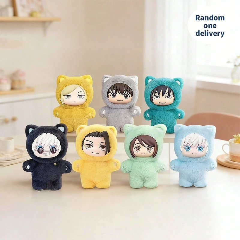 Miniso Jujutsu Kaisen Cat Park Party Plush Ornament Blind Box, Soft Fluffy Skin-Friendly Plush, Cute Cat Themed Cartoon Hanging Decor For Bags, Anime Collectible Toy, Ideal Holiday Birthday Gift (1 PC Random Delivery) - Multicolor - View 1