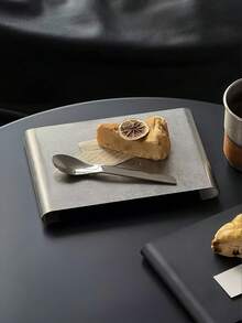 1pc Ins Style Stainless Steel Plate, Premium Cafe Bread Plate, Exquisite Afternoon Tea Dessert Plate, Afternoon Tea Platter - Multicolor - View 7