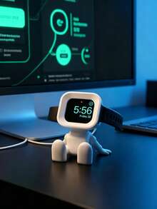 1pc Watch Charging Dock, Robot Charging Stand, Smart Watch Holder, Creative Minimalist, Space-Saving, Suitable For Bedroom, Living Room, Office, Study, Home Decor Essential, Wedding Season Graduation Season Back To School Season Gift, Desktop Bedside Table Stand Base, Decorative Ornament, Watch Charging Tray, Dorm Storage - Multicolor - View 6