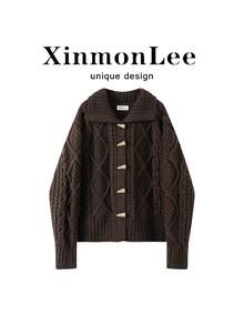 Jaket Kardigan Rajut Longgar Gaya Korea dengan Kancing, Cocok untuk Suasana Musim Dingin, Pemakaian Sehari-hari, di Rumah dan Bepergian, Musim Gugur/Dingin - Coffee Brown - View 3